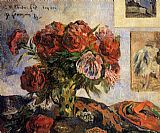 Paul Gauguin Canvas Paintings - Vase of Peonies